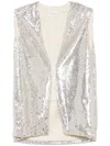 Alysi Sequined Gilet In Silver