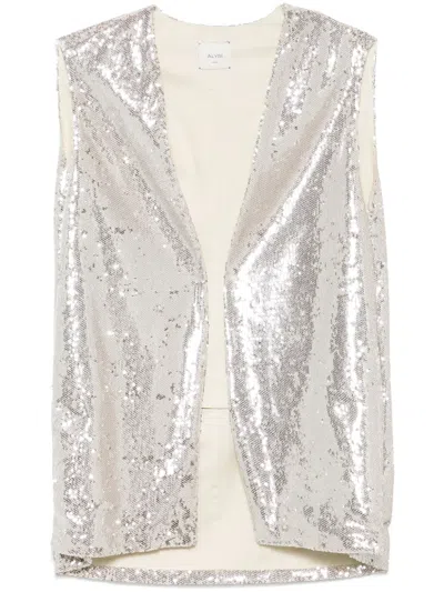 Alysi Sequined Gilet In Silver
