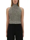 Alysi Sequined Knit Jacket In Gray