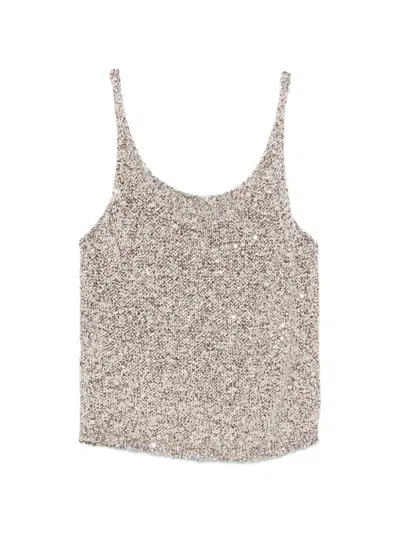 Alysi Sequin-embellished Knitted Top In Gray