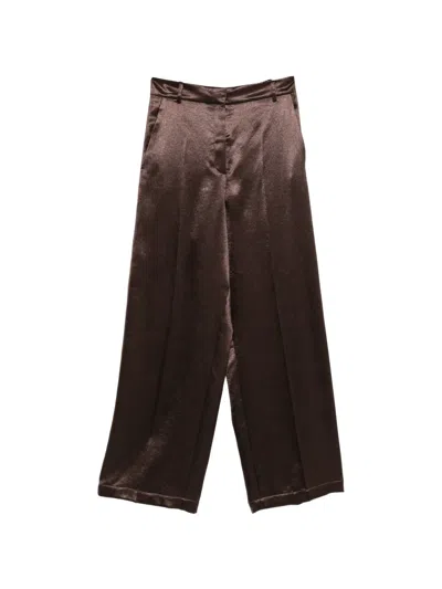 Alysi Shiny Band Trousers In Brown