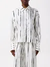 Alysi Vertical Stripe Shirt With Classic Collar In White