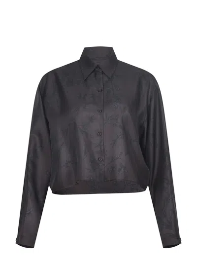 Alysi Floral Long-sleeved Shirt In Black
