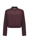 Alysi Pointed Collar Long-sleeved Shirt In Burgundy
