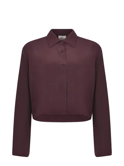 Alysi Pointed Collar Long-sleeved Shirt In Red