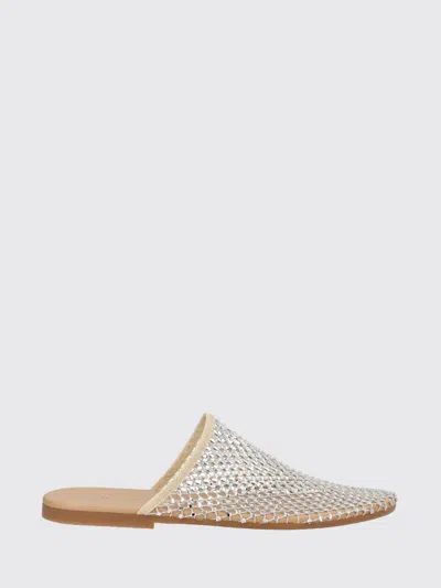 Alysi Perforated Nylon Mules With Rhinestones In Silver