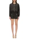 Alysi Buttoned-front Drawstring Playsuit
