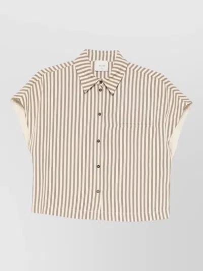 Alysi Short Sleeve Shirt Chest Pocket Collar In Neutral