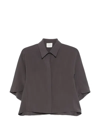Alysi Dark Grey Relaxed Solid Shirt In Gray