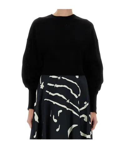ALYSI ALYSI LONG SLEEVED CREWNECK CROPPED SWEATER