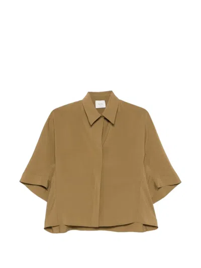 Alysi Short-sleeve Buttoned Shirt In Green