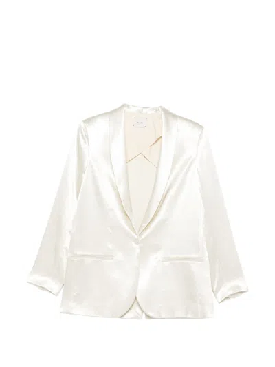 Alysi Silk & Nylon Single-breasted Blazer In Ivory