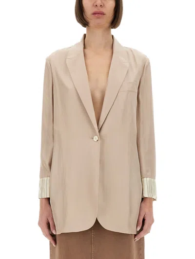 Alysi Silk Blazer In Neutral