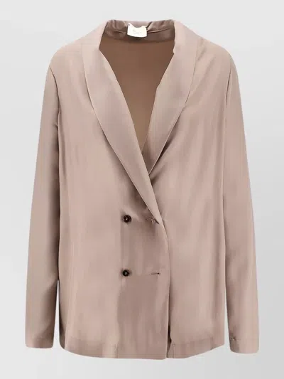 Alysi Silk Blazer Double Breasted Shawl Lapel In Pink