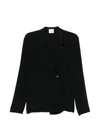 Alysi Silk Blazer Jacket Asymmetric Hem Notched Lapels In Black