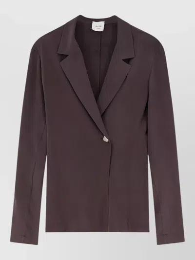 Alysi Silk Blazer Long Sleeves Notched Lapel In Purple