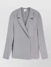 Alysi Silk Blazer Long Sleeves Notched Lapel In Blue