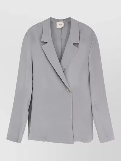 Alysi Silk Blazer Long Sleeves Notched Lapel In Blue