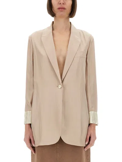 Alysi Silk Blazer In Neutral