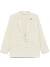Alysi Silk Blend Single-breasted Blazer Jacket In Beige