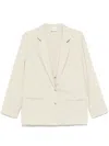 Alysi Silk Blend Single-breasted Blazer Jacket In Beige