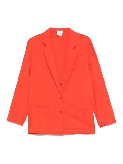 ALYSI SILK BLEND SINGLE-BREASTED BLAZER JACKET