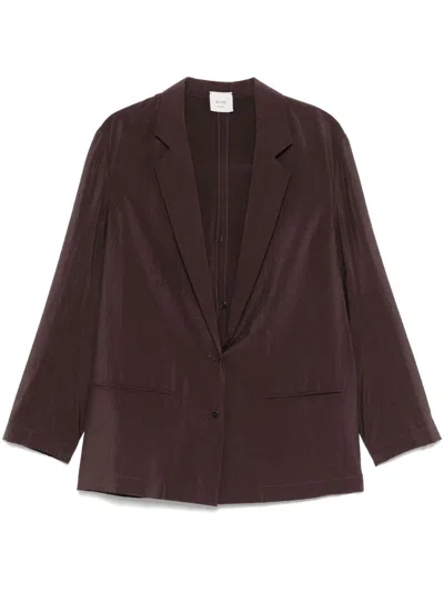 Alysi Silk Blend Single-breasted Blazer Jacket In Purple