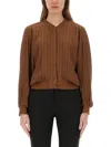 Alysi Silk Bomber Jacket In Brown