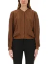 Alysi Silk Bomber Jacket In Brown