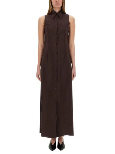 ALYSI ALYSI SILK CANVAS CHEMISIER DRESS