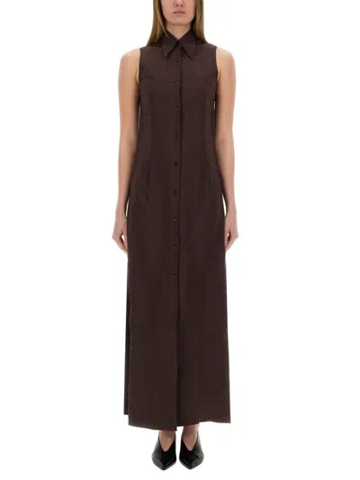 ALYSI ALYSI SILK CANVAS CHEMISIER DRESS