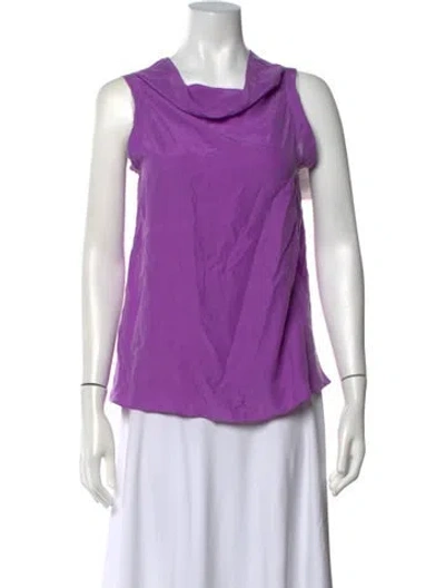 Pre-owned Alysi Silk Cowl Neck Top In Purple