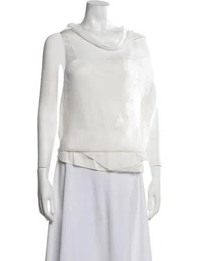 Pre-owned Alysi Silk Cowl Neck Top In White