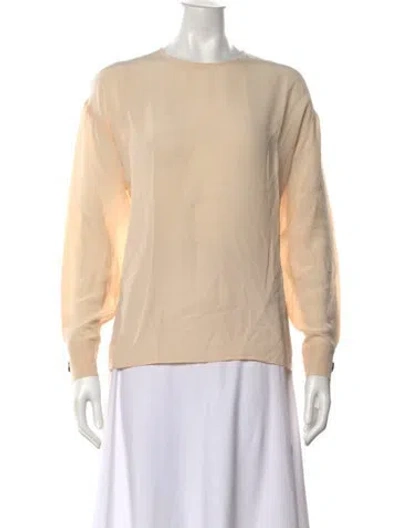 Pre-owned Alysi Silk Crew Neck Top In Neutrals