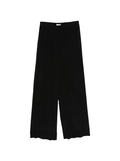 Alysi Silk Drawstring Wide-leg In Black