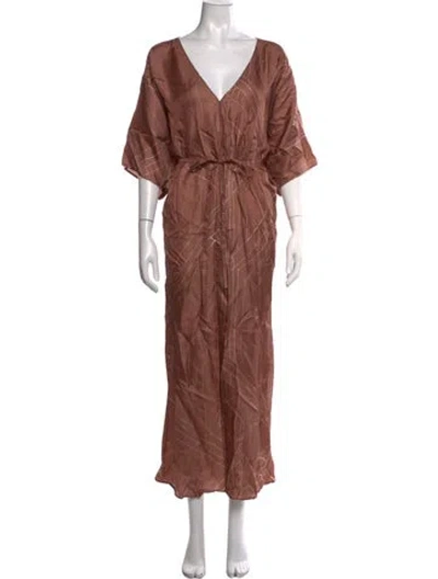 Pre-owned Alysi Silk Long Dress In Brown
