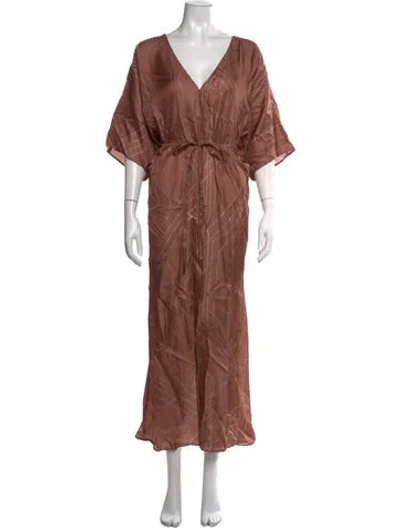 Pre-owned Alysi Silk Long Dress In Brown