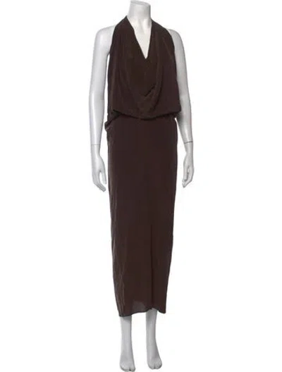 Pre-owned Alysi Silk Long Dress In Brown
