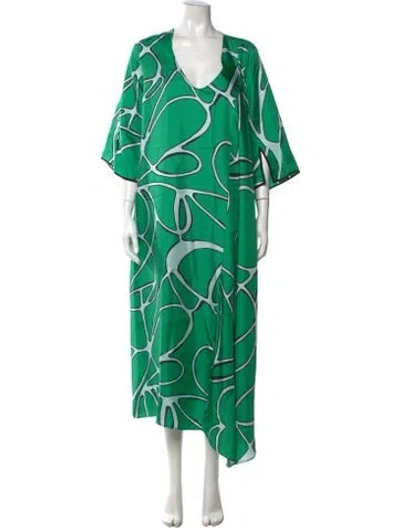 Pre-owned Alysi Silk Long Dress In Green