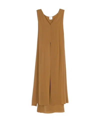 Alysi Silk Mid-length Dress In Brown