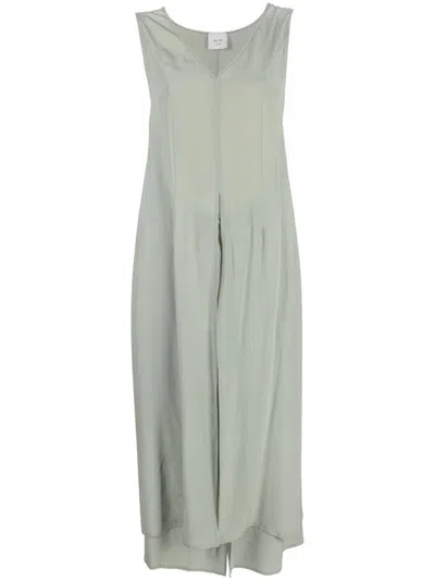 Alysi Mittellanges Seidenkleid In Green