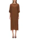 Alysi Stripe-pattern Midi Dress In Brown