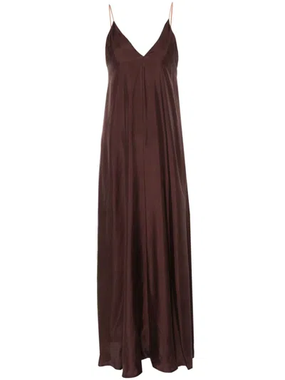 Alysi Silk Midi Dress In Brown
