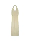 Alysi Flowing Silhouette Halter Neckline Dress In Neutral
