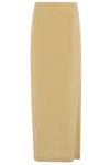 ALYSI SILK MIDI SKIRT WITH BACK ZIPPER AND FRONT SLIT