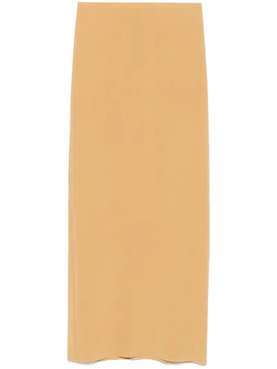 Alysi Silk Midi Skirt In Nude