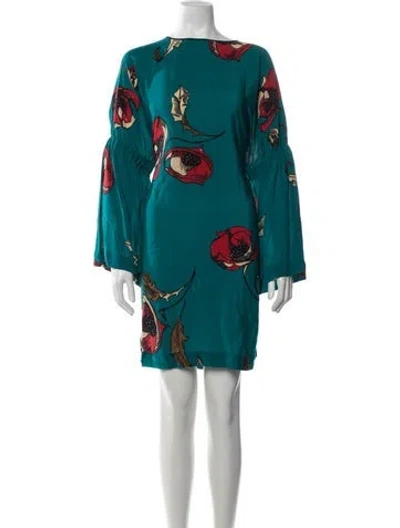 Pre-owned Alysi Silk Mini Dress W/ Tags In Blue/green