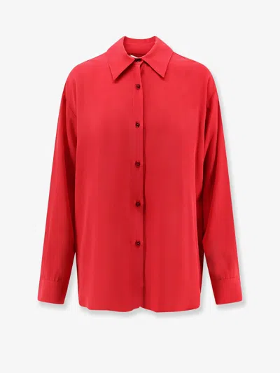 Alysi Button-down Silk Shirt In Red