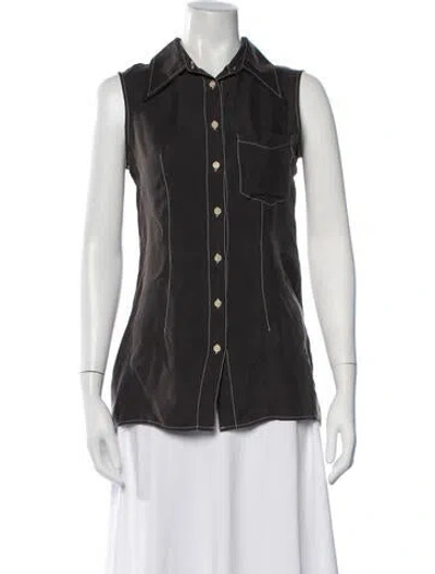 Pre-owned Alysi Silk Sleeveless Button-up Top W/ Tags In White