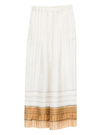 Alysi Silk Striped Trousers In Multi